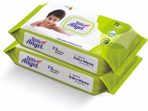 Little Angel Super Soft Cleansing Baby Wipes, With Lid Pack of 2, 72 count/pack