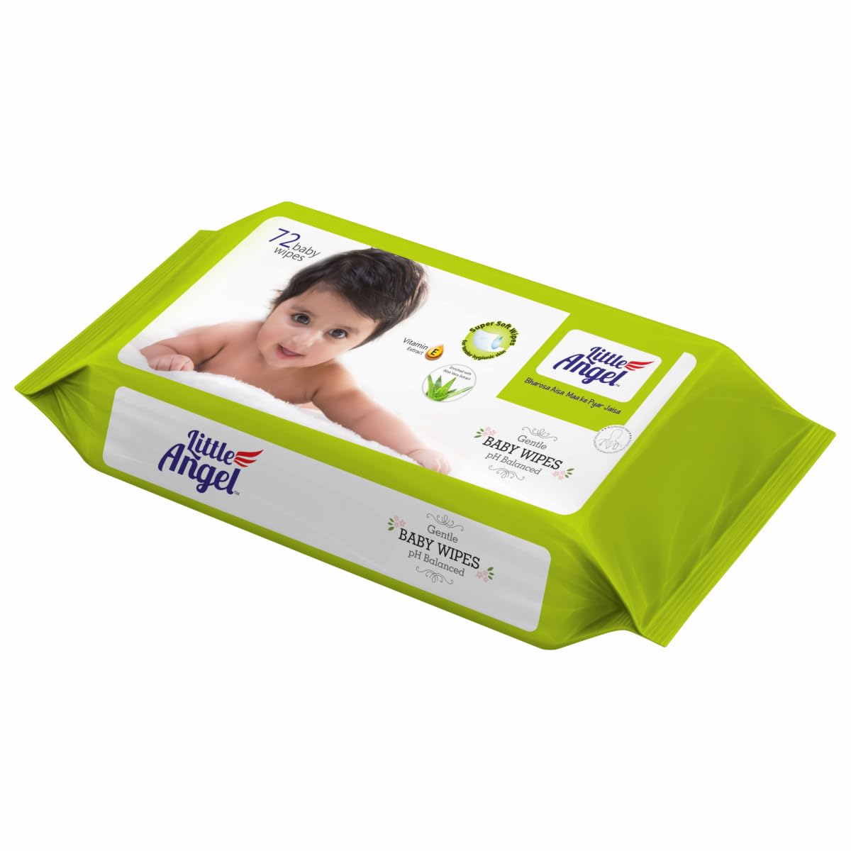 Little Angel Super Soft Cleansing Baby Wipes, With Lid 72 Count,  Pack of 1