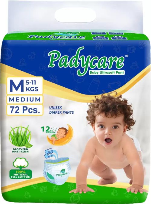 Padycare All round Protection Pants Style Baby Diapers  Medium 72 Counts   