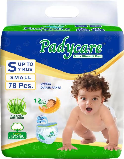 Padycare All round Protection Pants Style Baby Diapers (Small) 78 Counts 